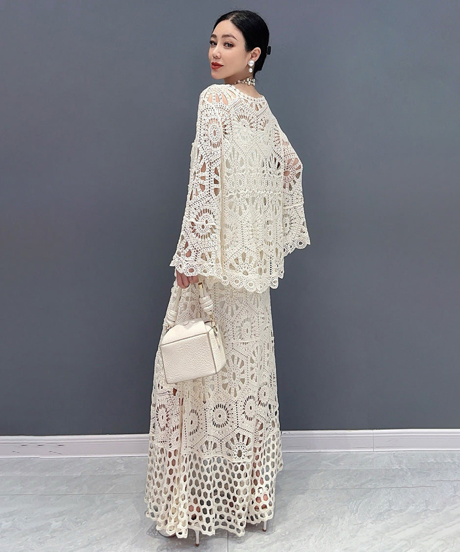 Lace Flow Top＆Skirt Co-ord