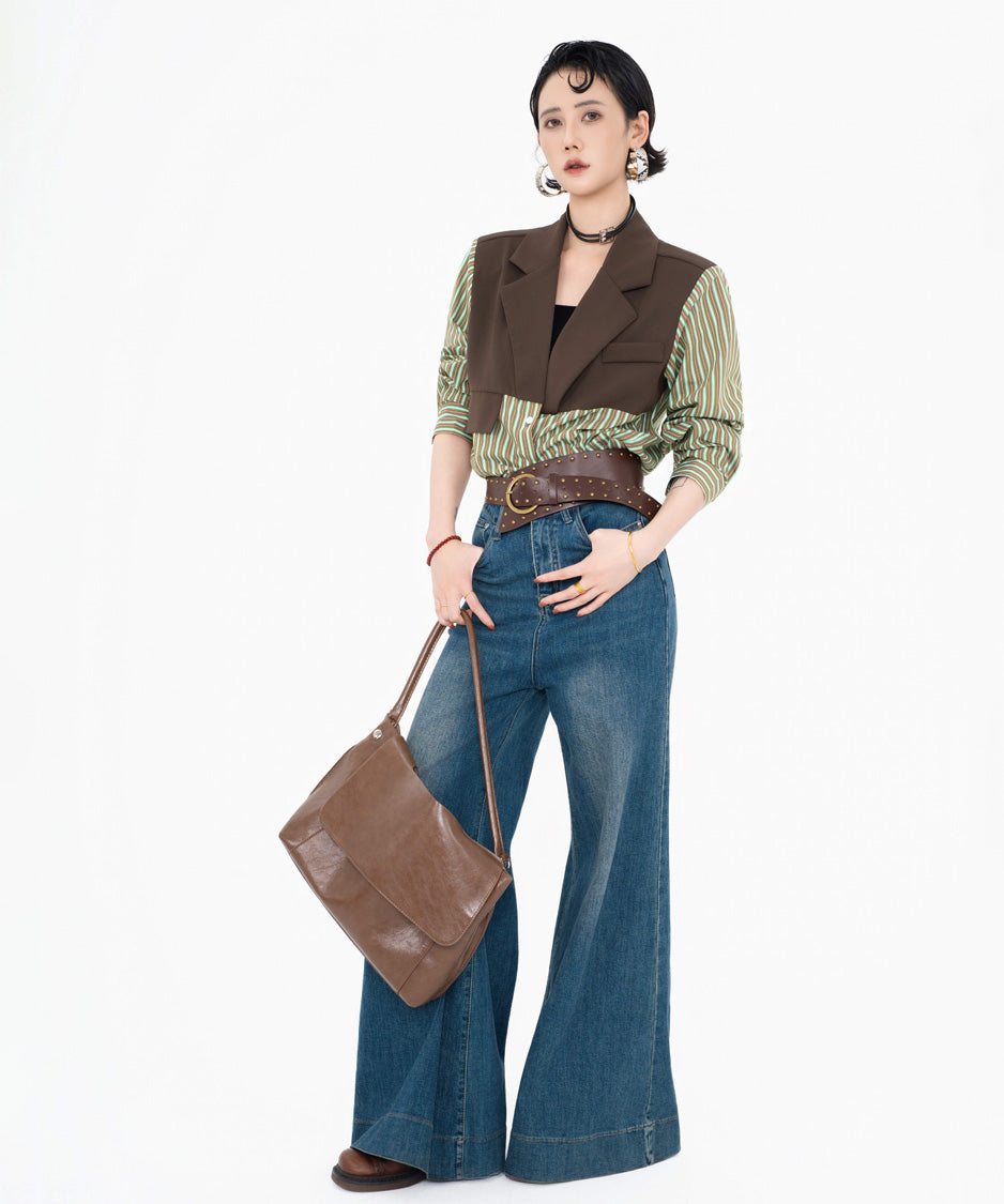 Wide Flare Denim Pants