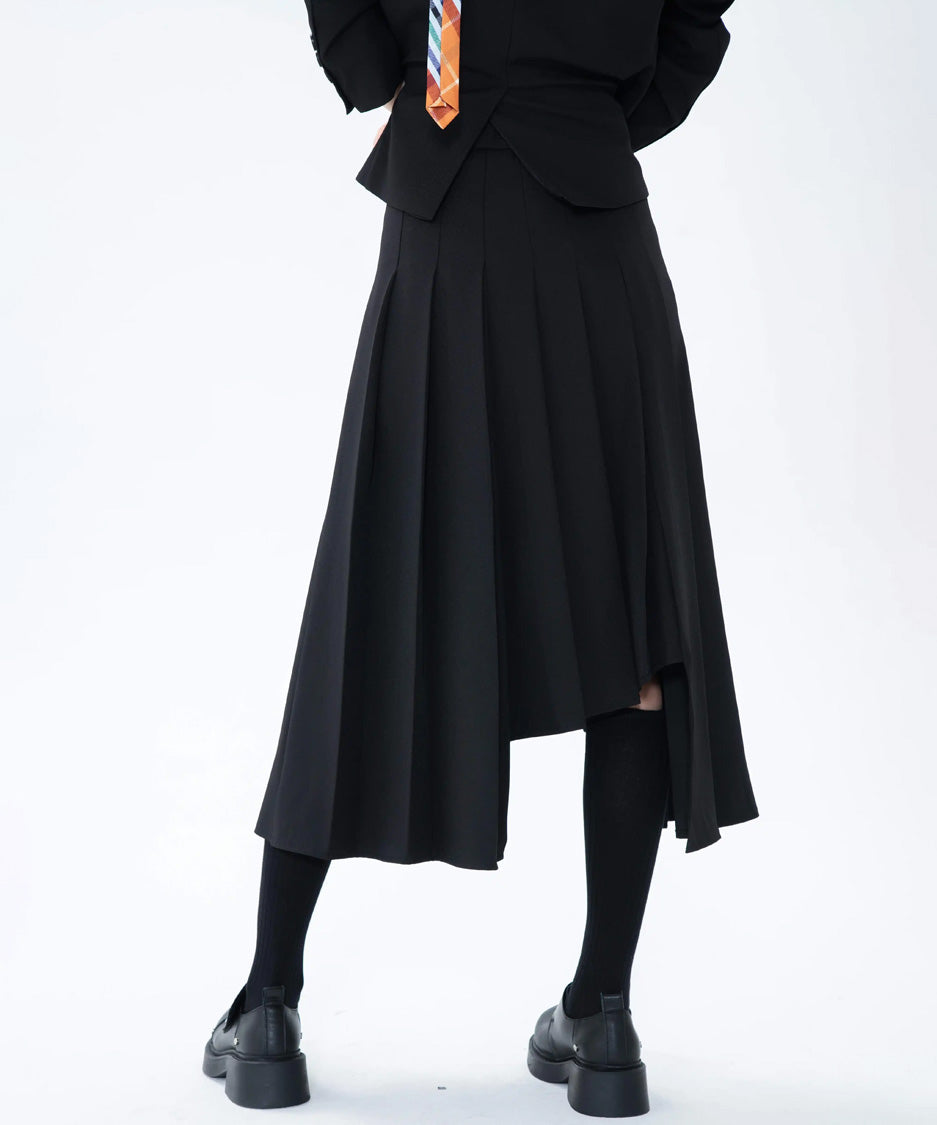 Pleated Draped Midi Skirt