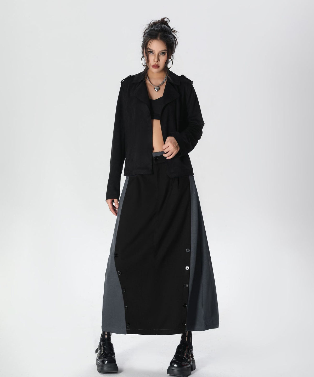 Dual Panel Buttoned Skirt