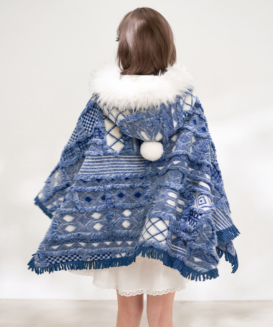 Mosaic Hooded Cape Coat