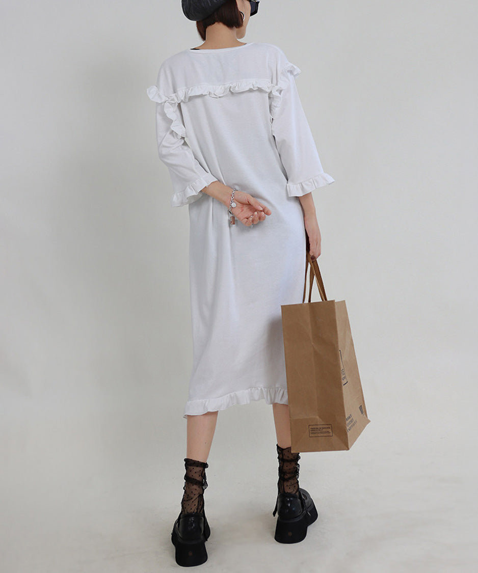 Ripple Shoulder Midi Dress