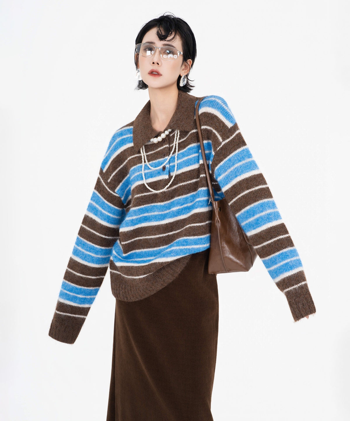 Stripe Collar Knit Pullover