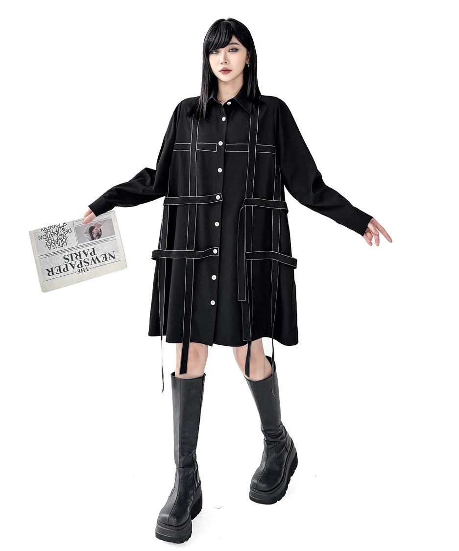 Line Strap Shirt Dress