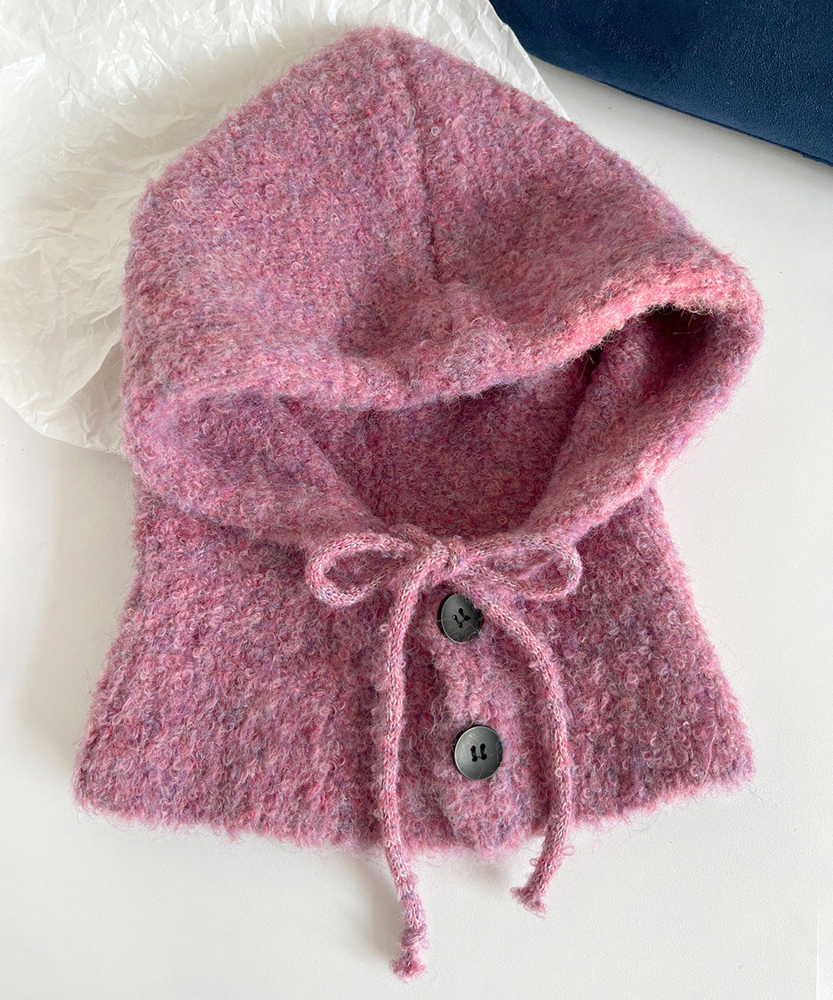 Ribbon Button Knit Balaclava