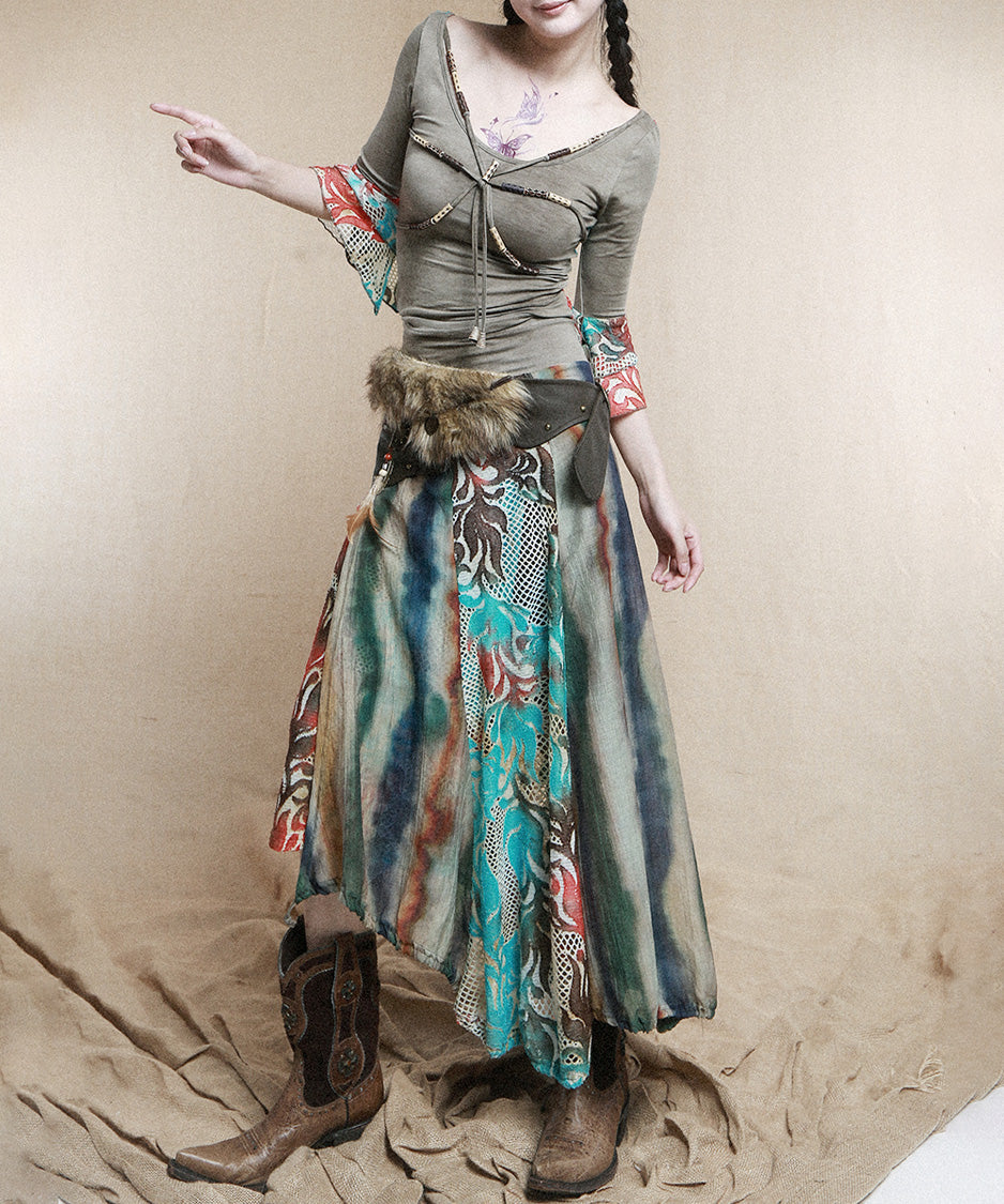 Multi Panel Flare Skirt