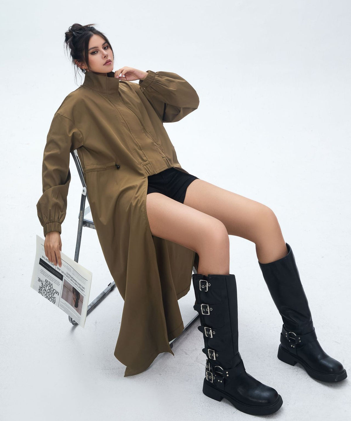 High Neck Wide Long Jacket