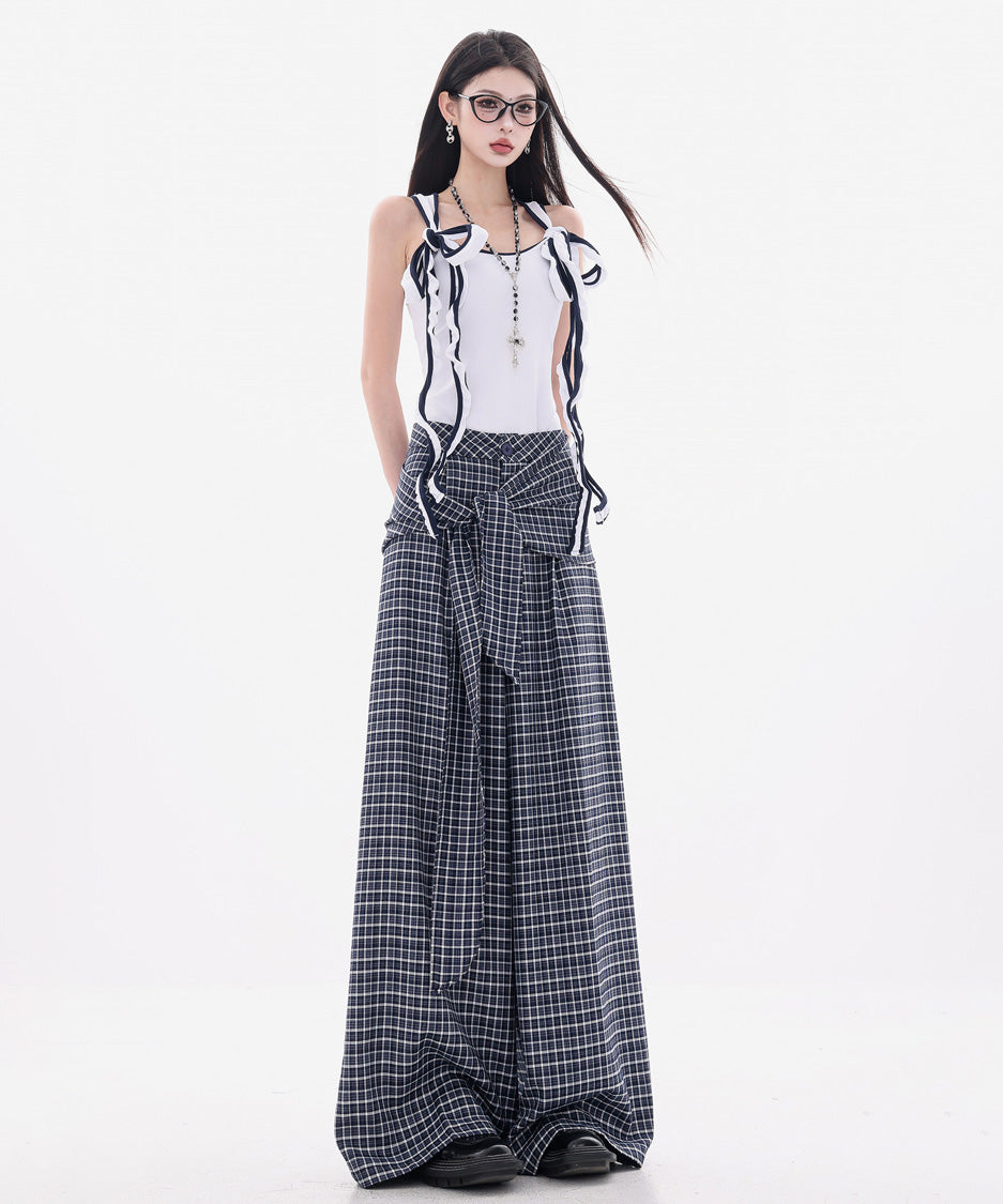 Grid Wrap Wide Pants