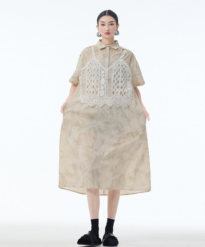 Layered Crochet Shirt Dress