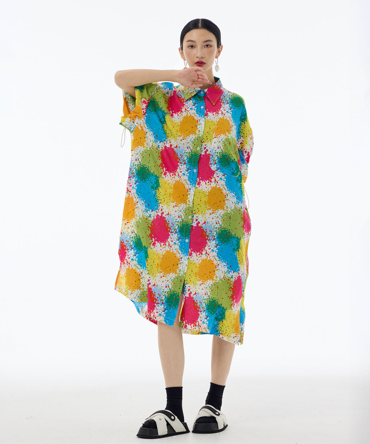 Splash Bloom Shirt Dress