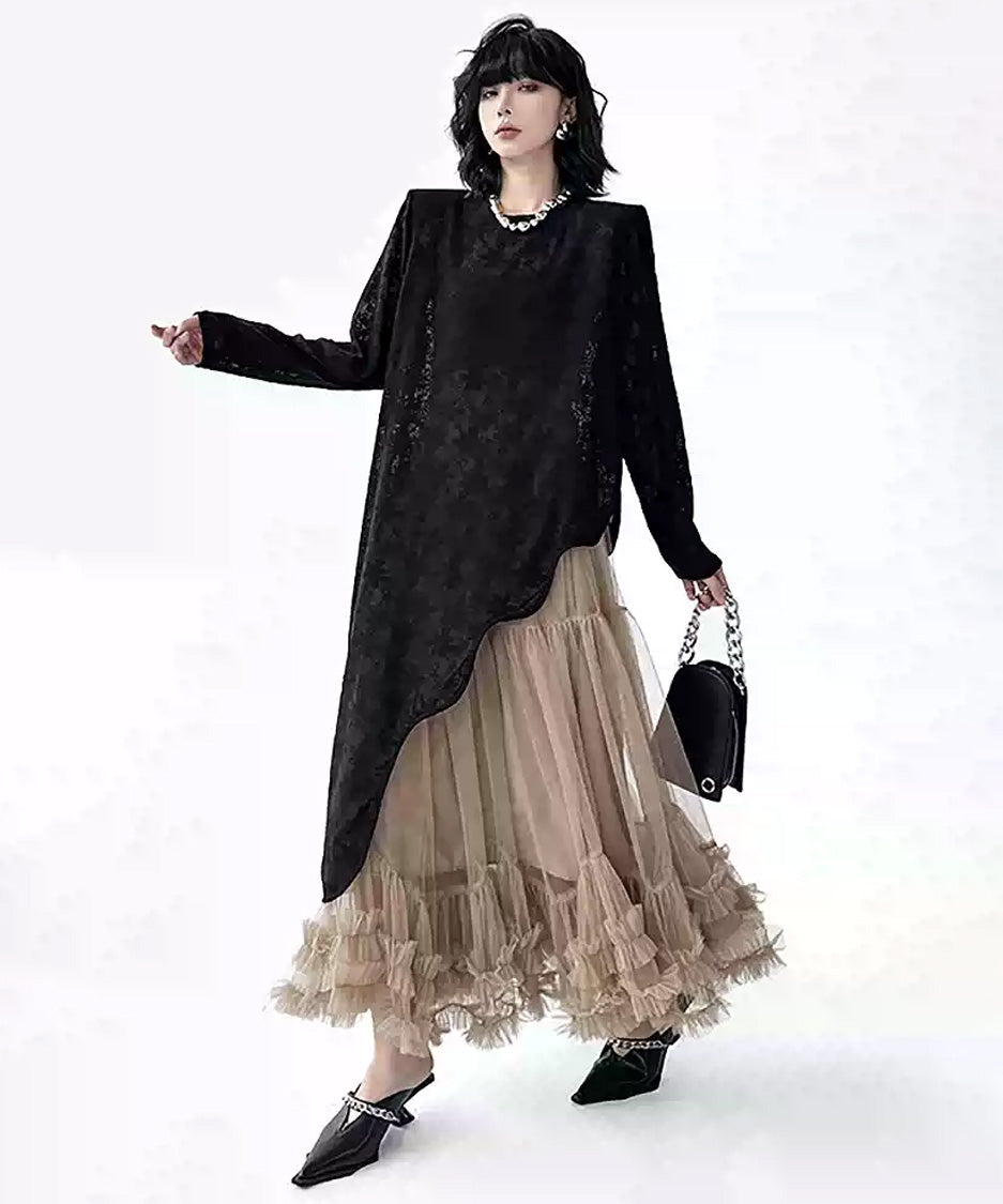 Volume Tiered Tulle Maxi Skirt