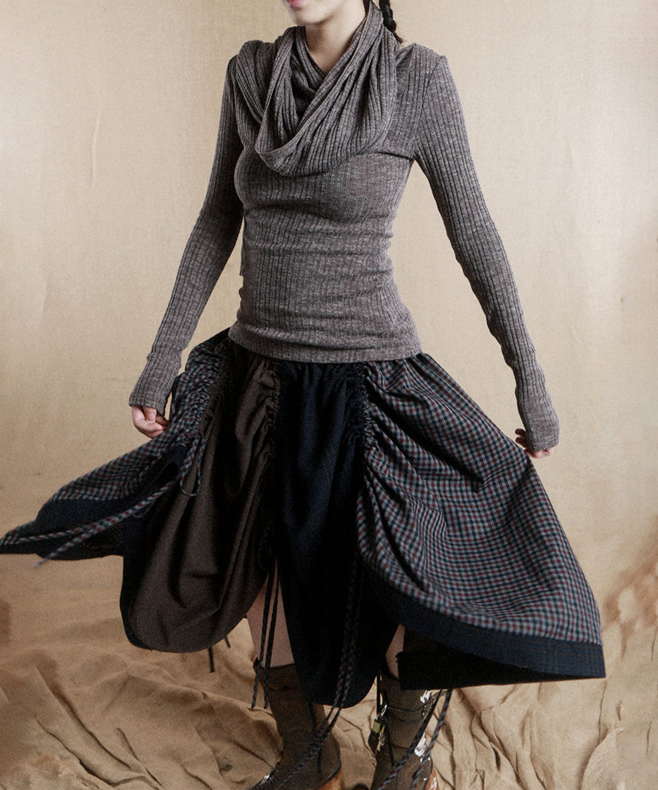 Hooded Rib Drape Top