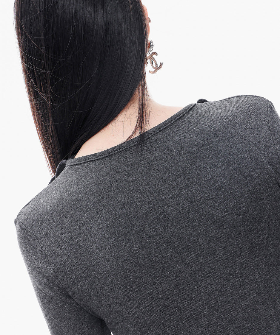 Ruffle Trim Slim Fit Top
