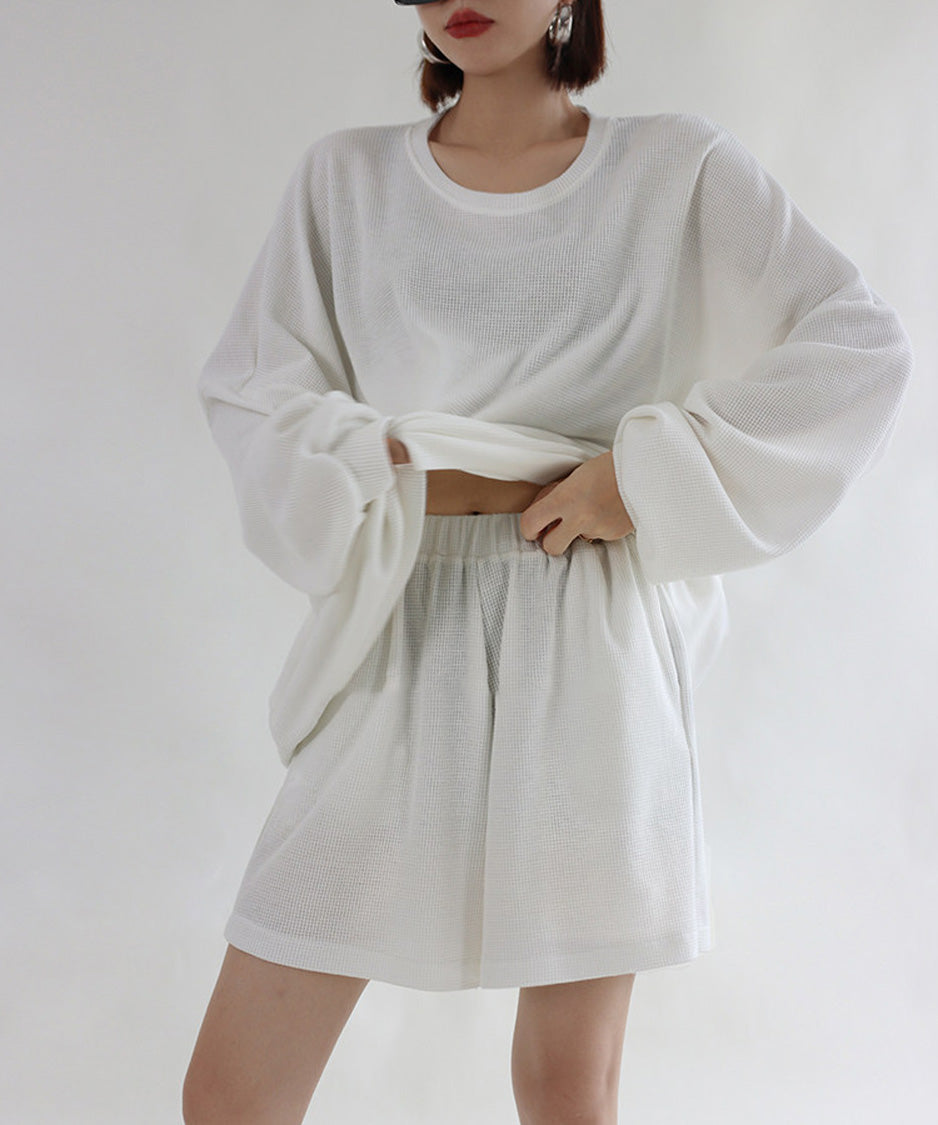 Waffle Relaxed Shorts Set