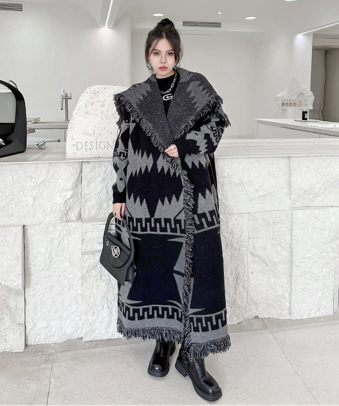 Fringe Pattern Long Coat