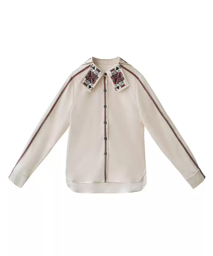 Card Collar Trimmed Blouse