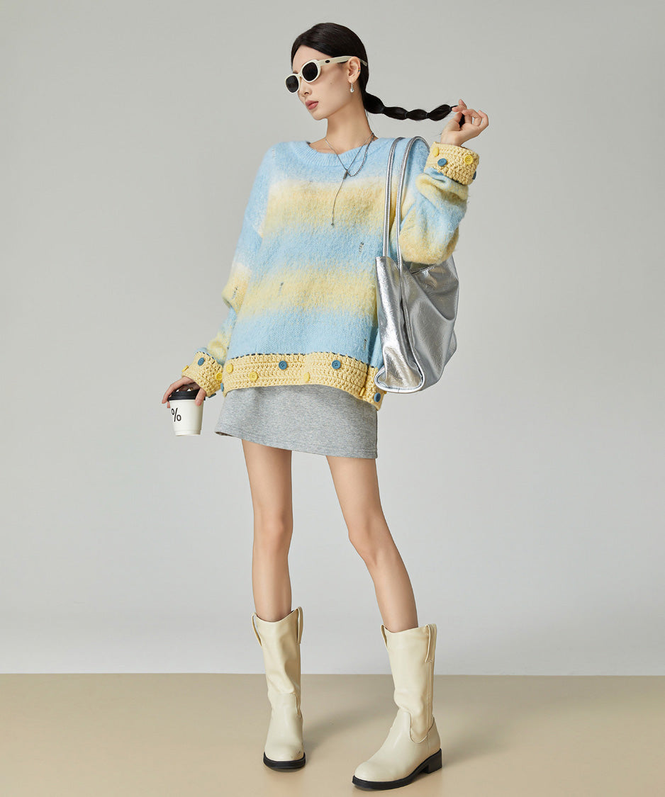 Gradient Fuzzy Knit Top