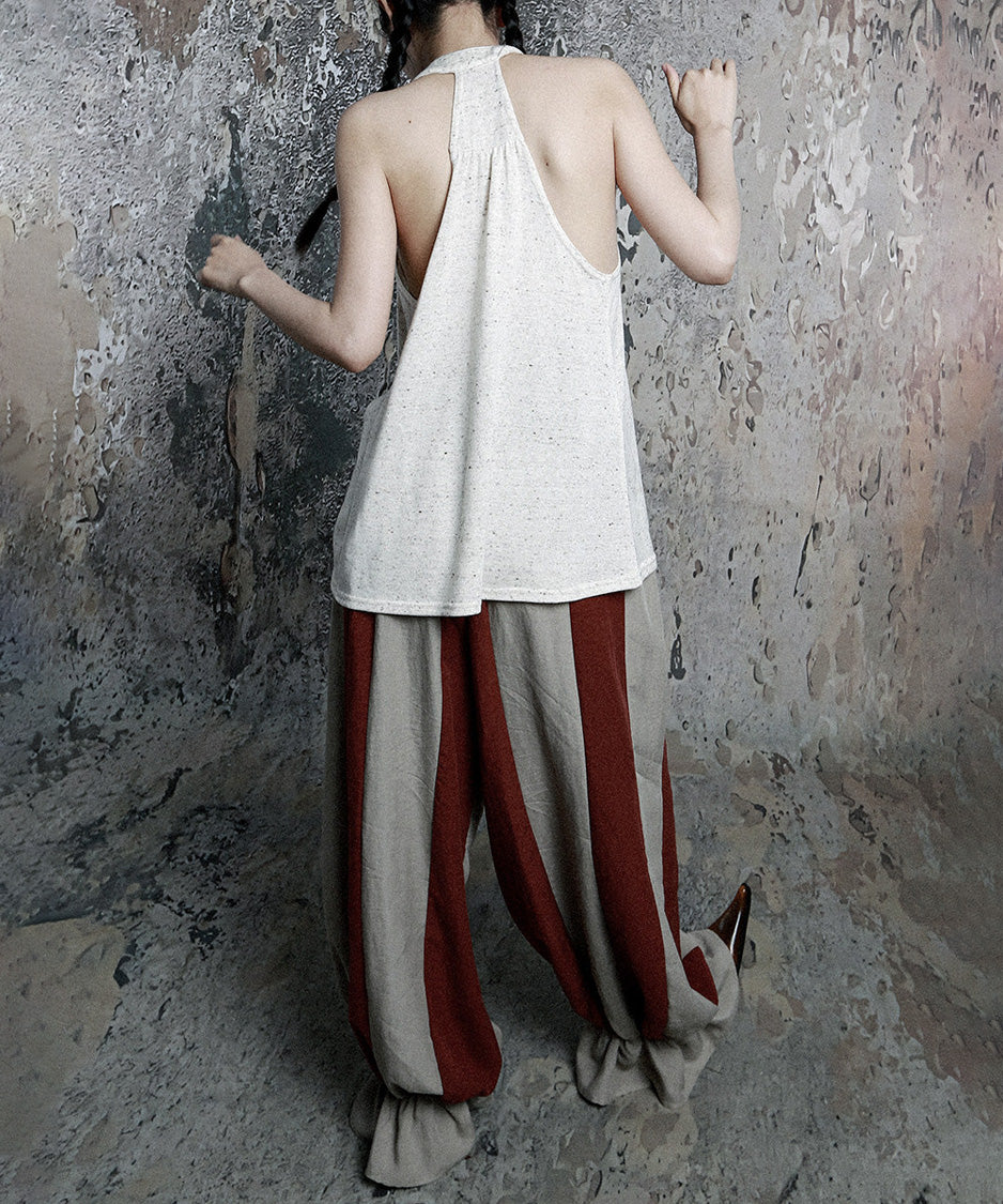 Stripe Gather Balloon Pants