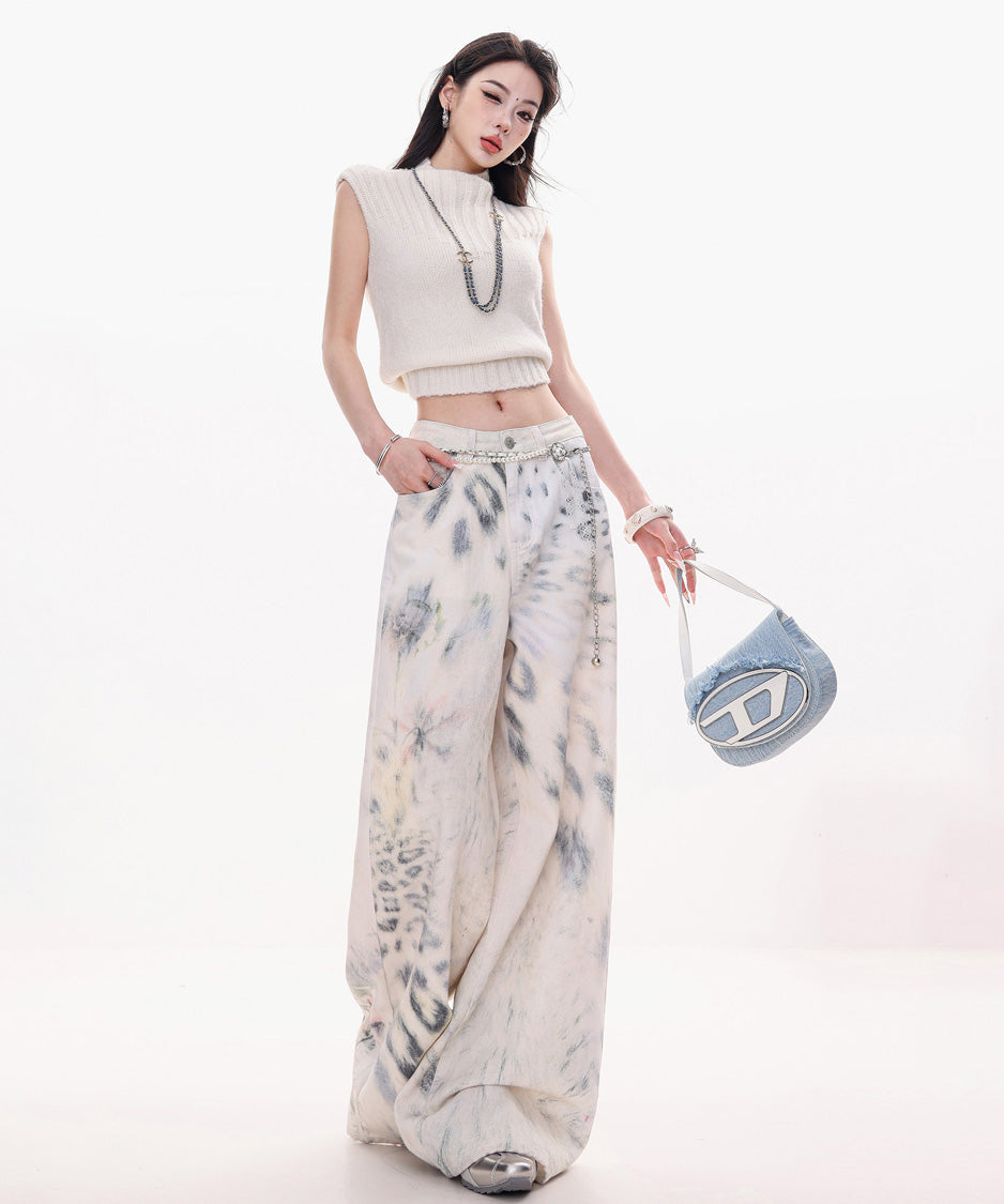 Ink Wash Wide Painter Pants