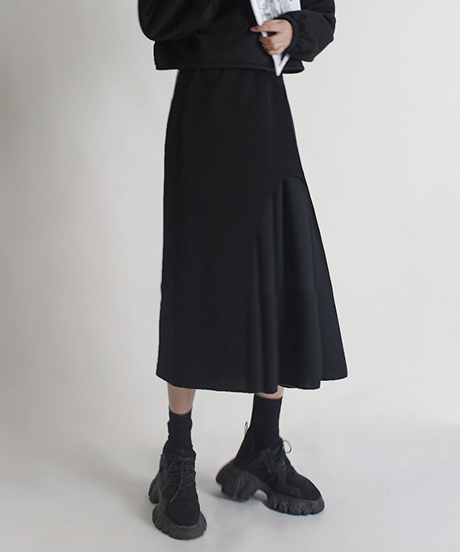 Chiffon Panel Sweat Skirt