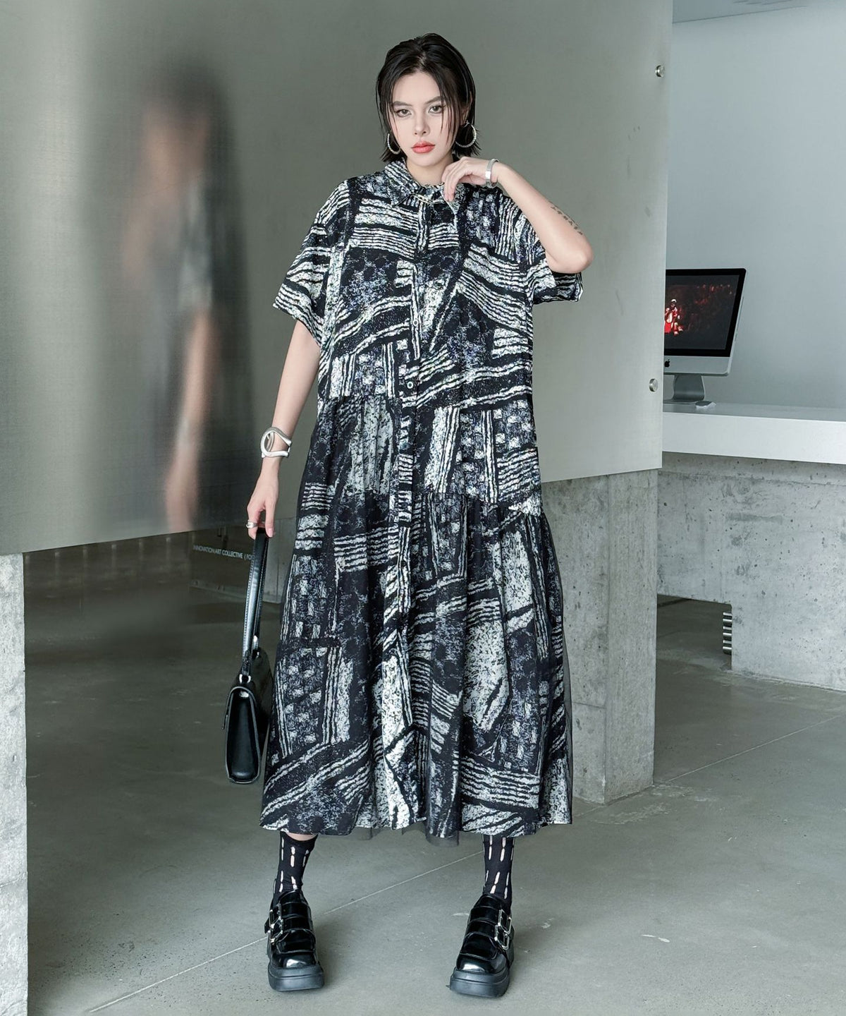Noir Graphic Shirt Dress