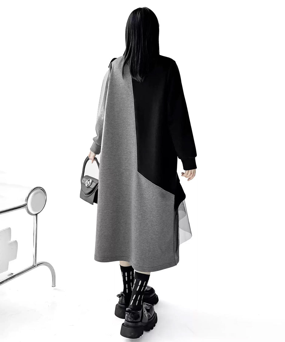 Sheer Frill Panel Cut Dress