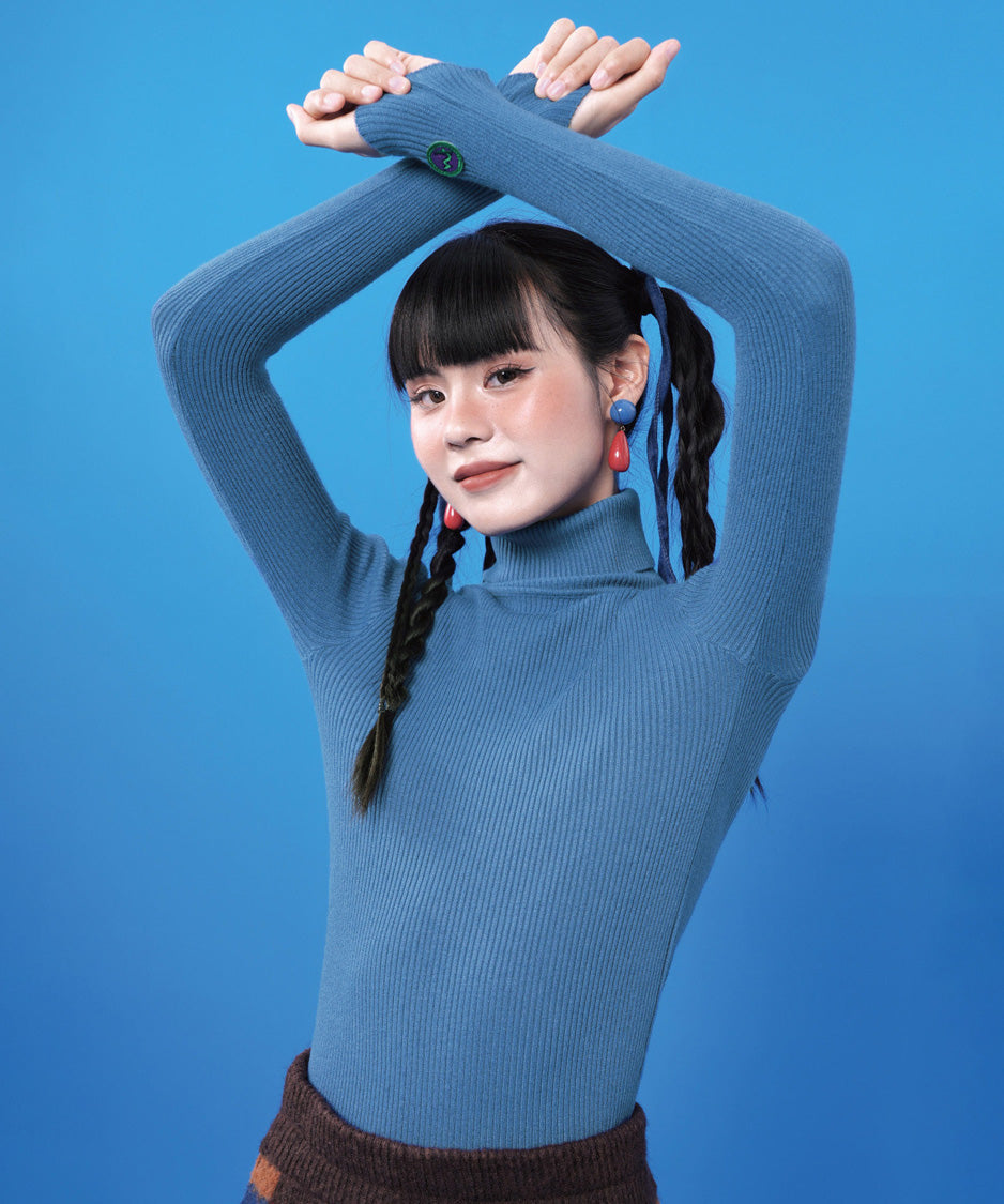 Rib Turtleneck Knit Top