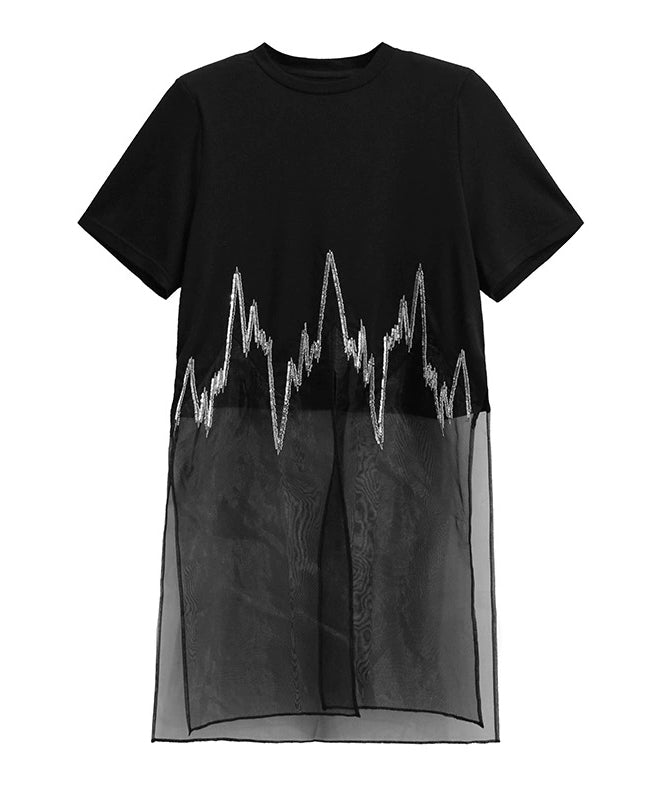 Sheer Layered Embroidery T-shirt