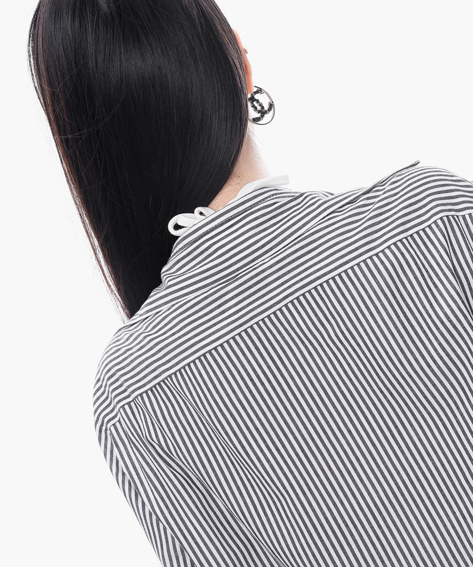 Pinstripe Tie Collar Shirt