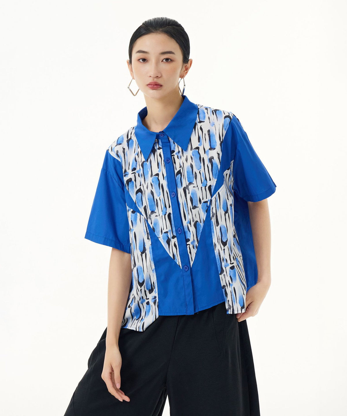 Blue Graphic Blouse