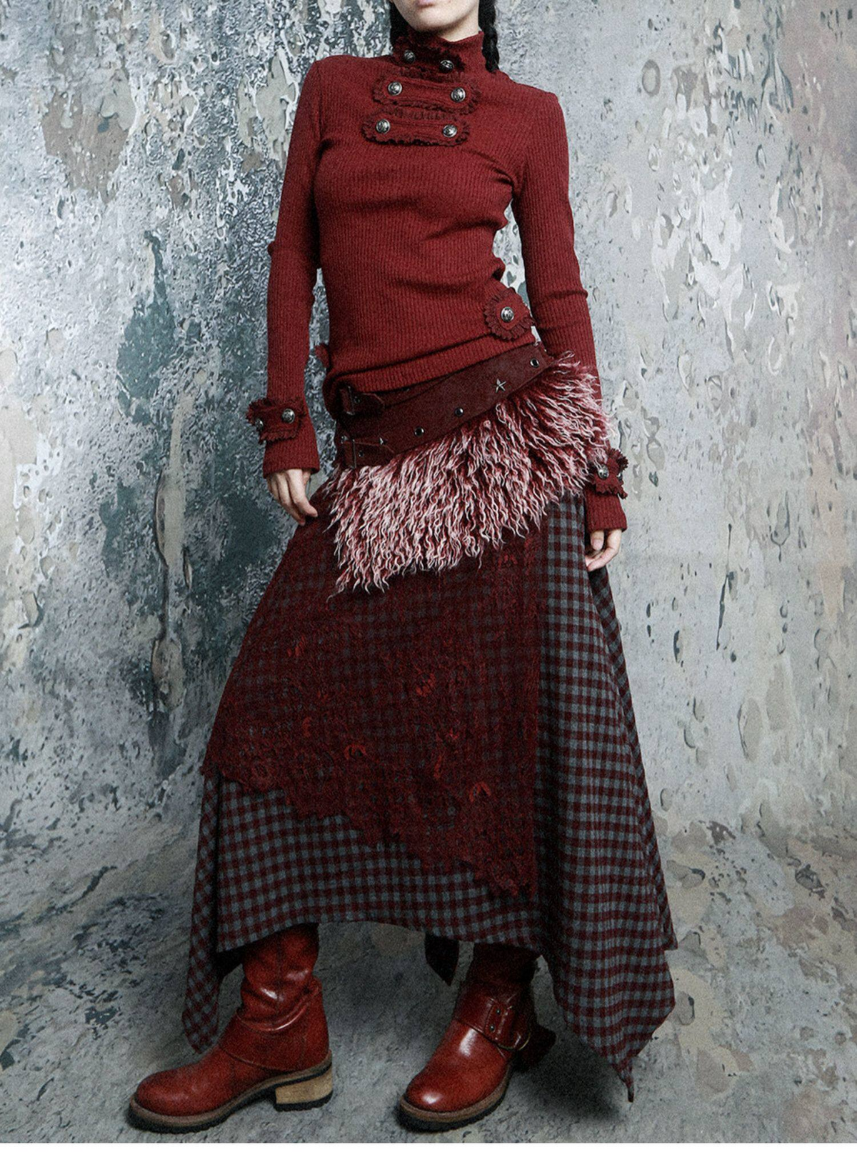 Fur Belt Handkerchief Skirt