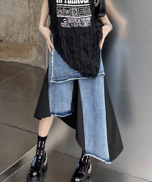 Layered Denim Mix Skirt