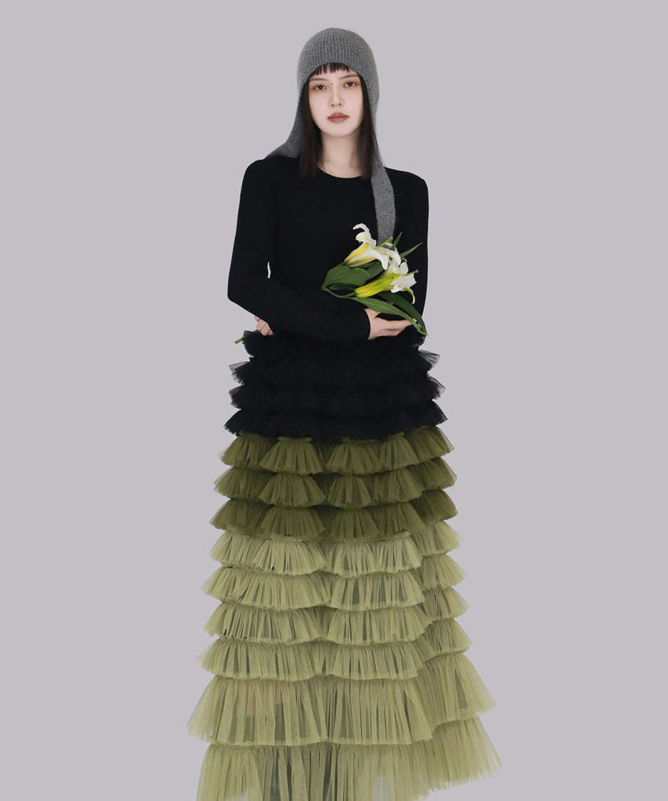 Cascade Frill Long Skirt