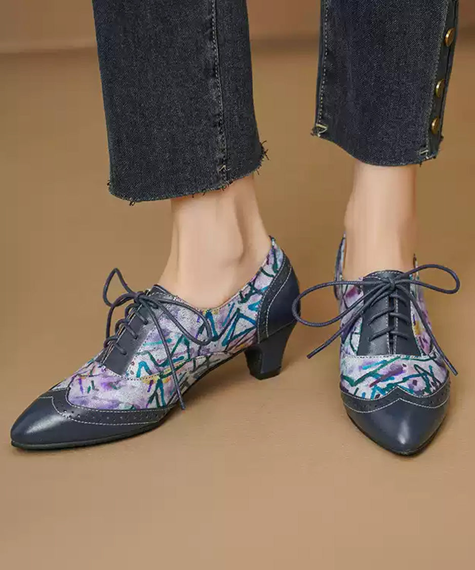 Watercolor Brogue Heel Shoes