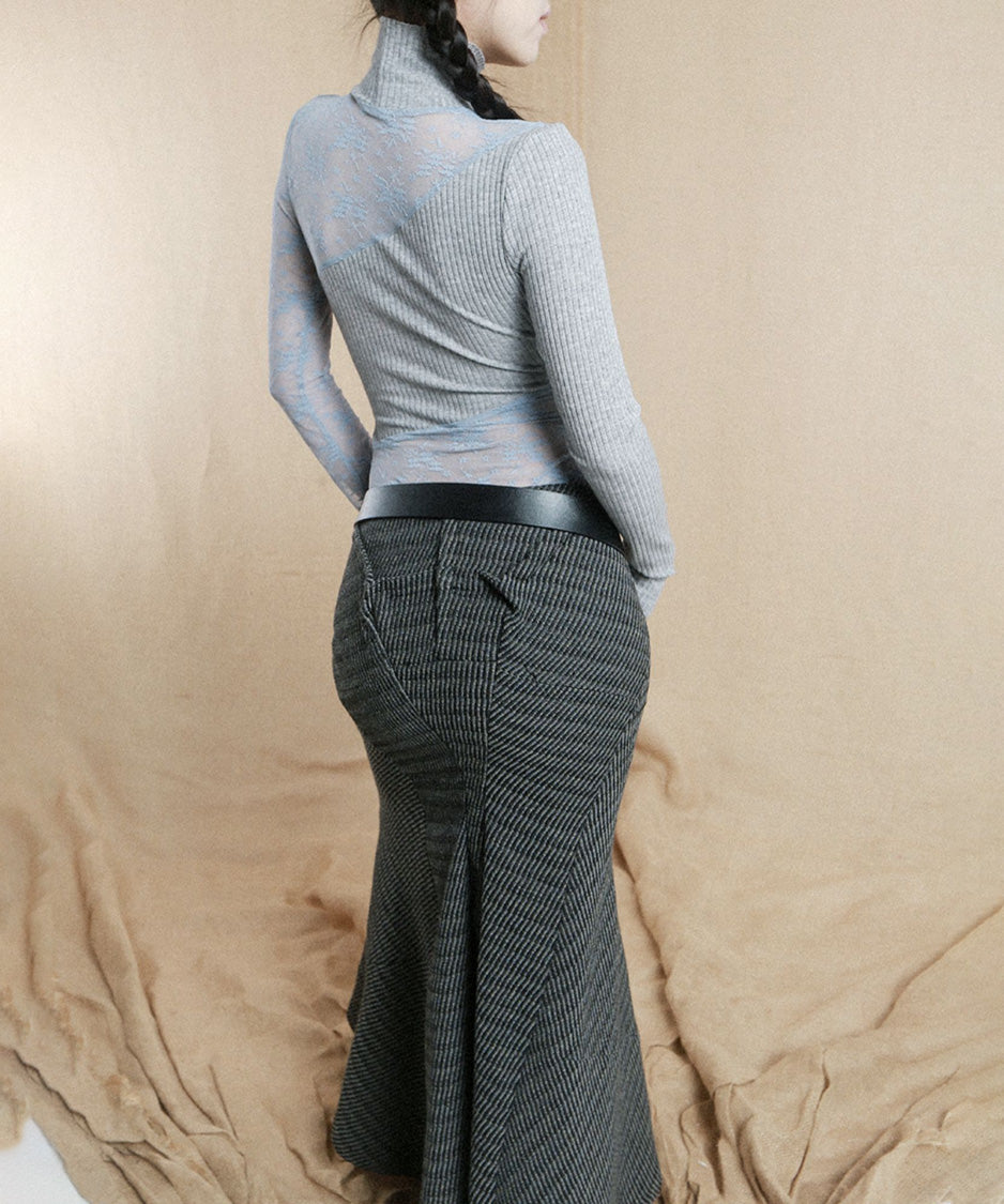 Rib Drape Flare Skirt