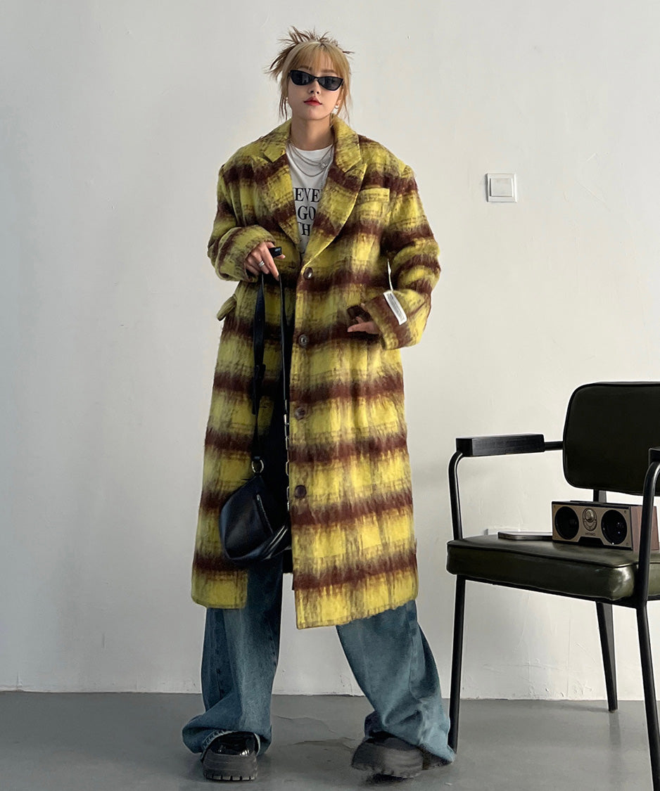 Brushed Check Long Coat – LONDA