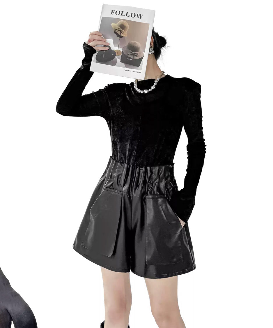 Glossy Wide Short Pants