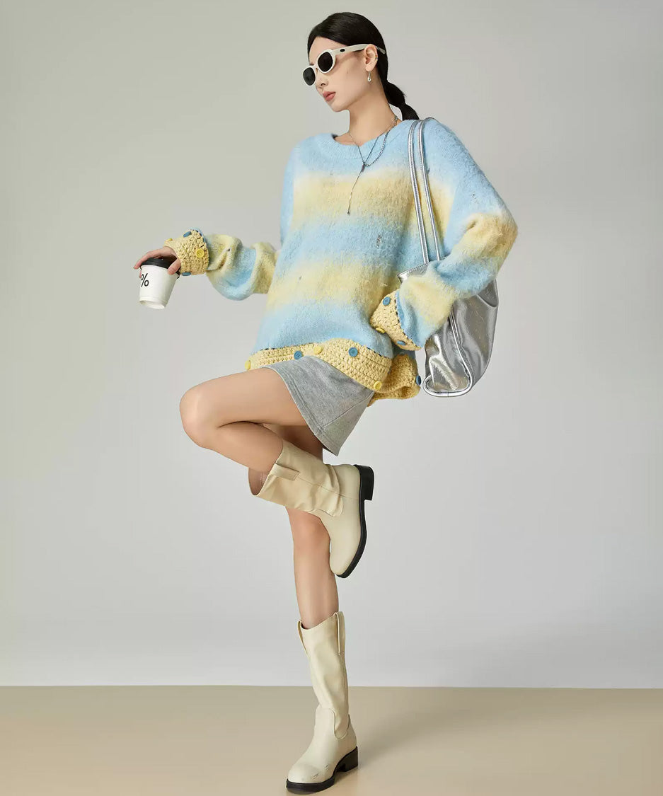 Gradient Fuzzy Knit Top