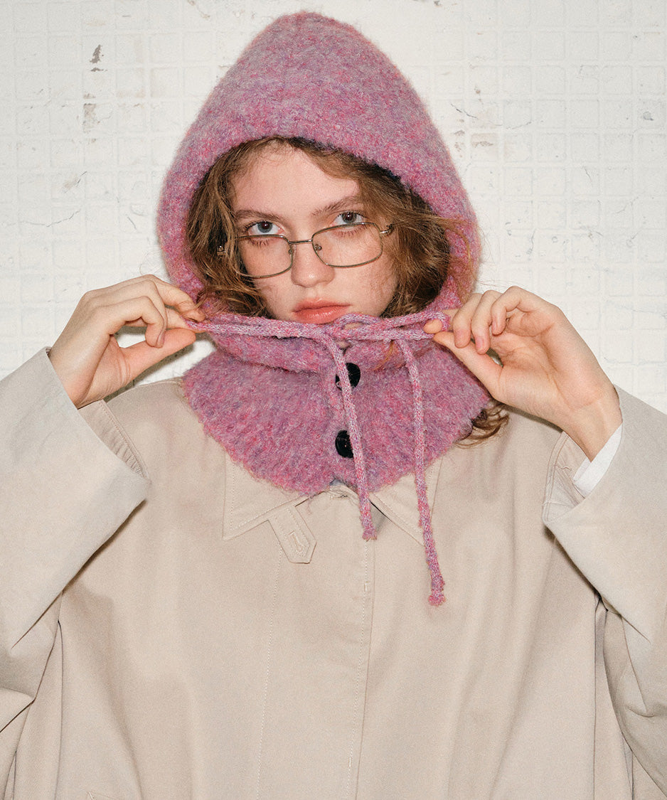 Ribbon Button Knit Balaclava