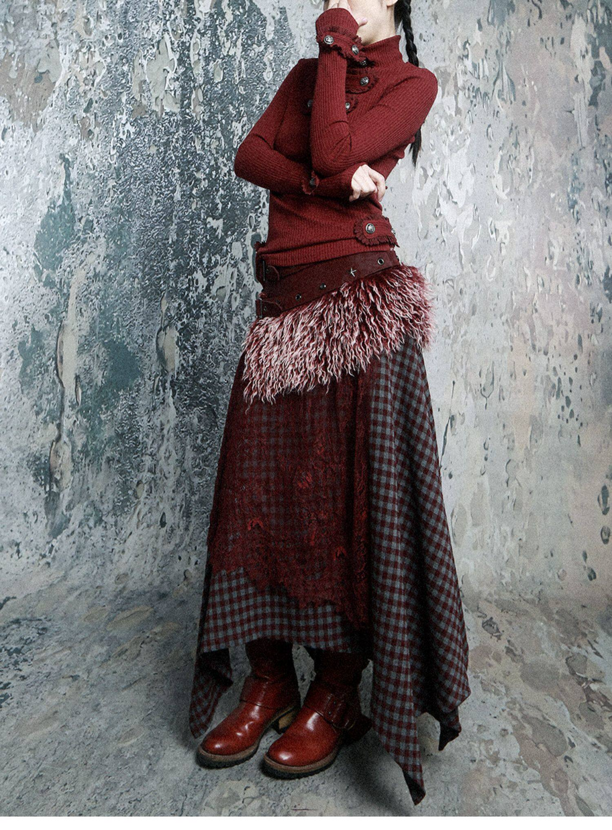 Fur Belt Handkerchief Skirt