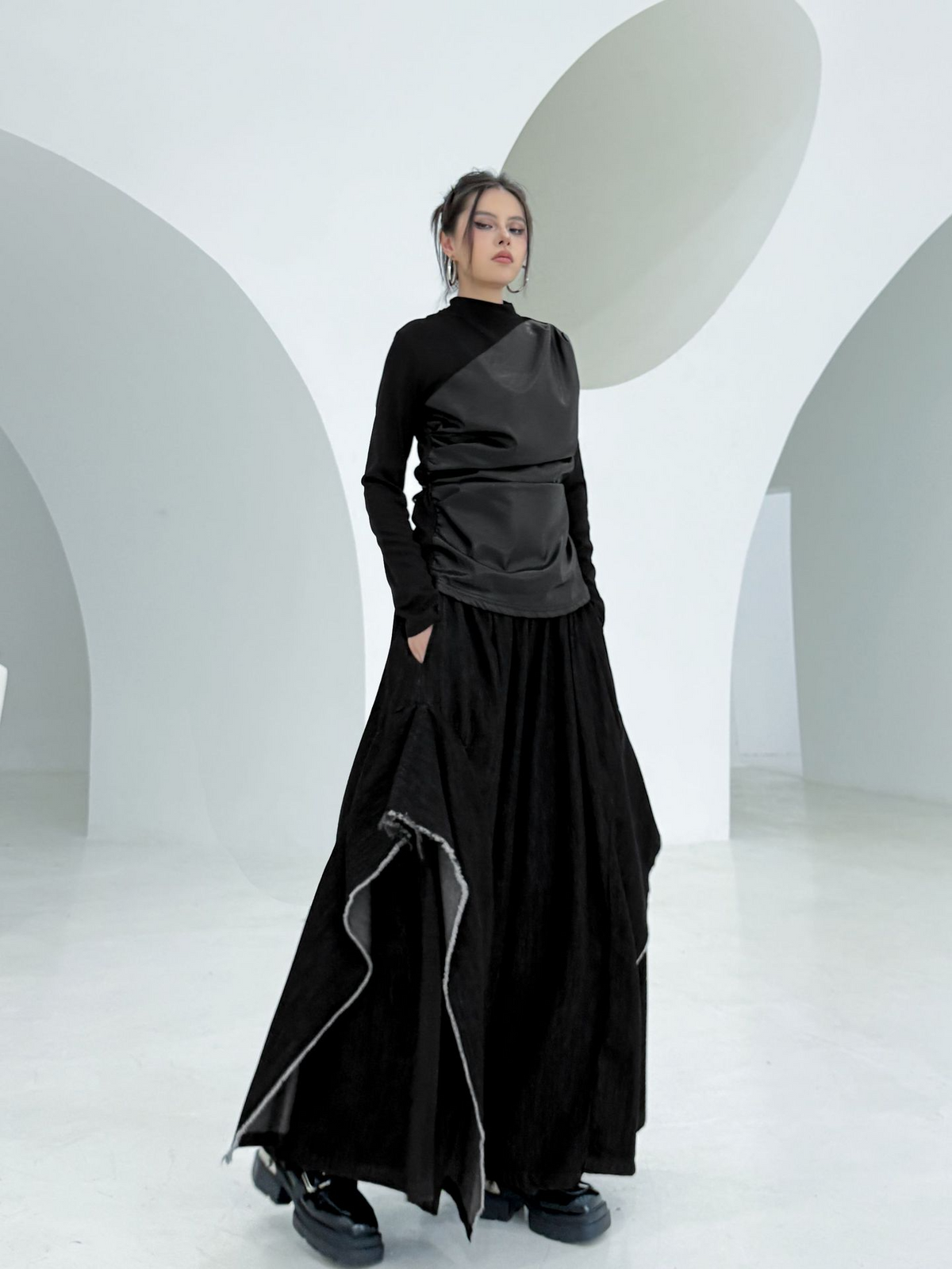 Draped Satin Mix Top