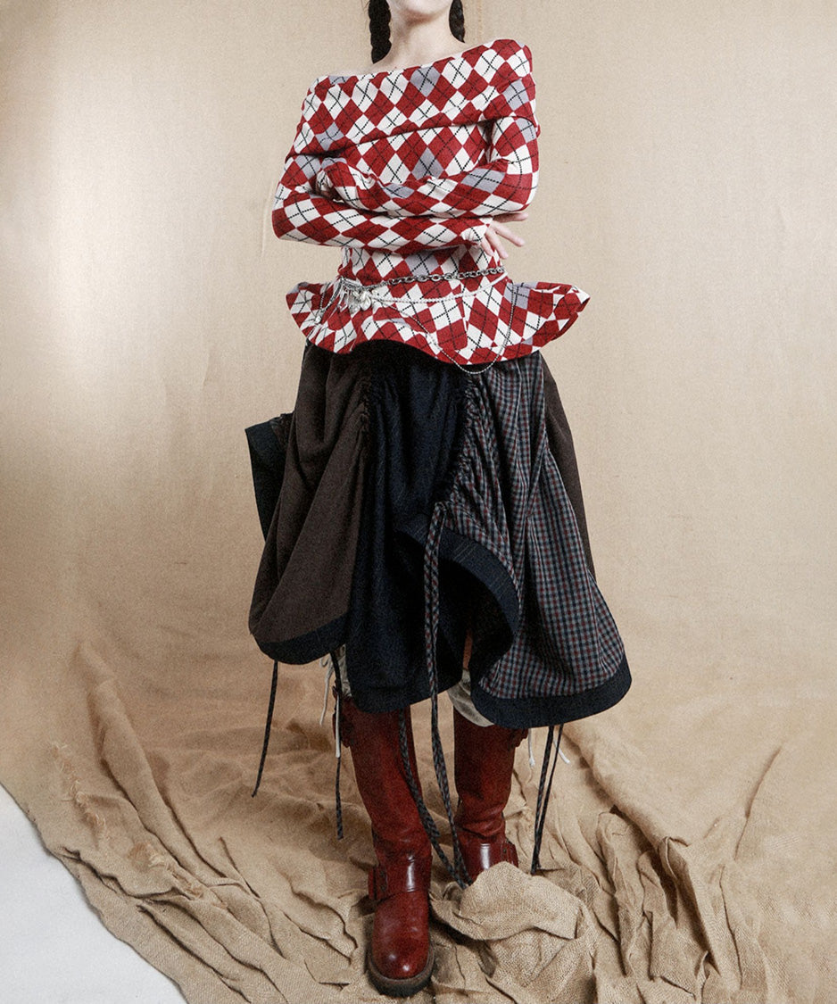 Argyle OffShoulder Fit Top