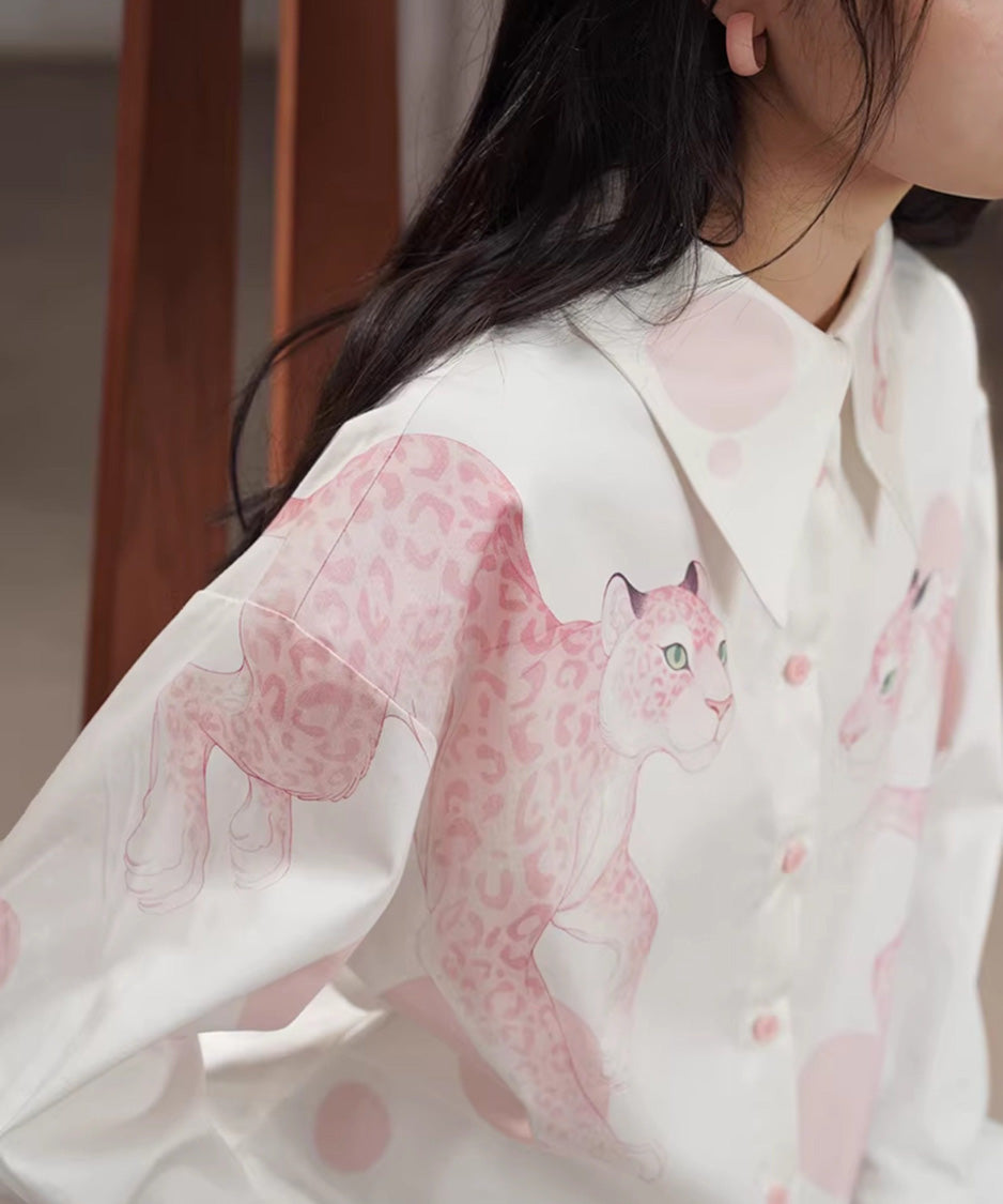 Pink Panther Graphic Collar Blouse