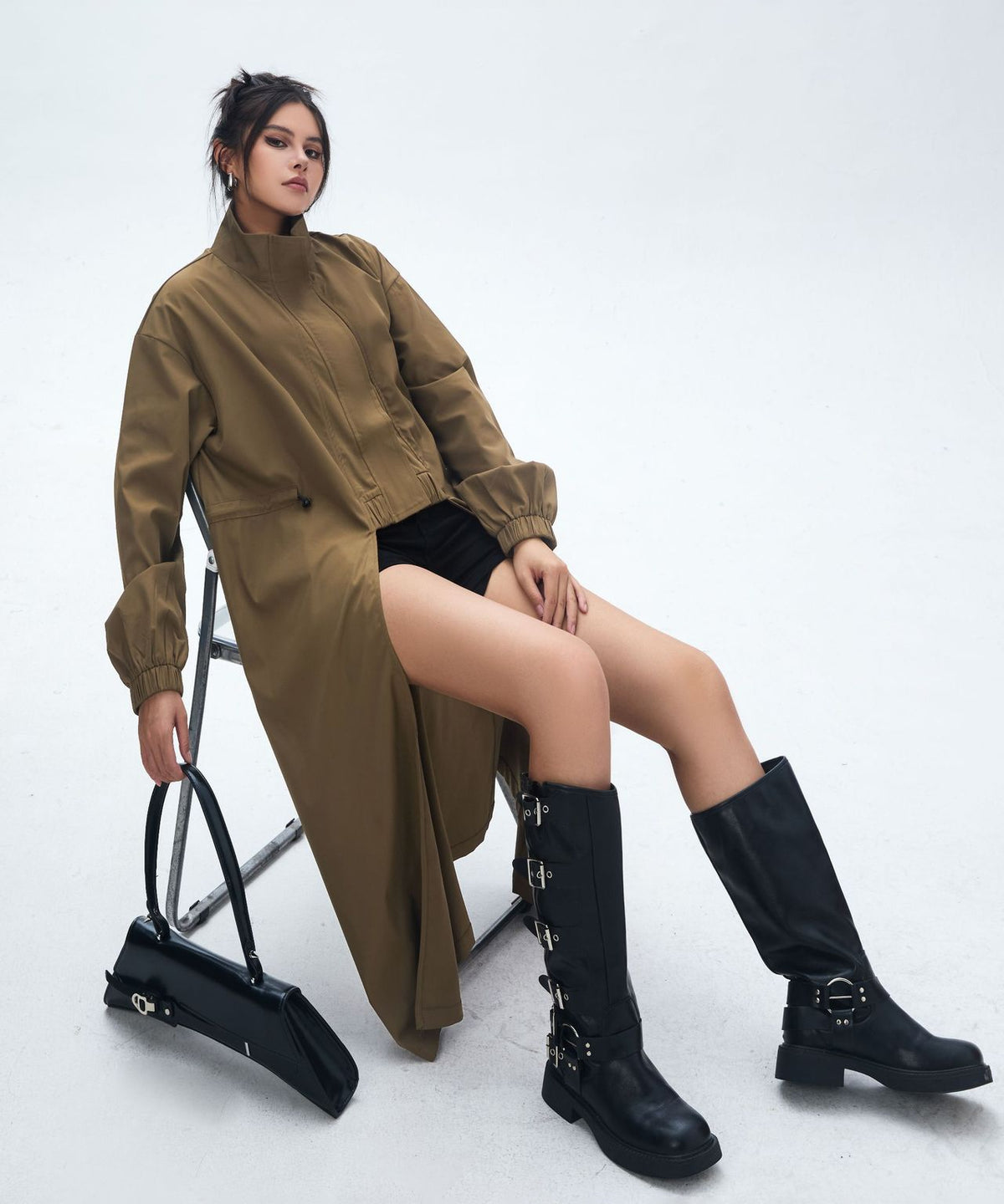 High Neck Wide Long Jacket
