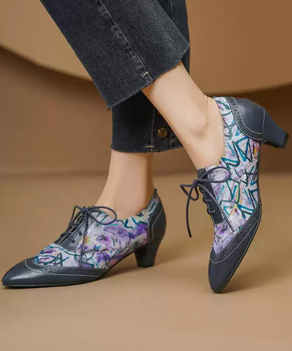 Watercolor Brogue Heel Shoes