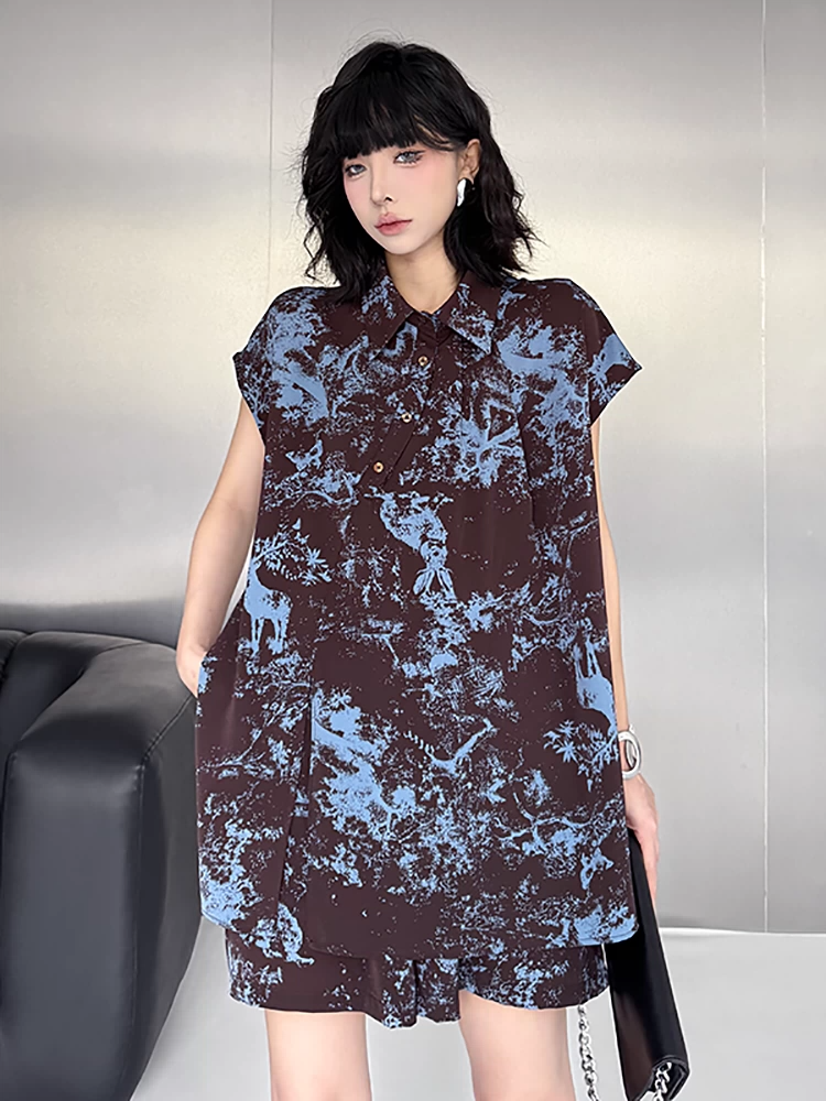 Forest Blur Blouse & Shorts Co-ord
