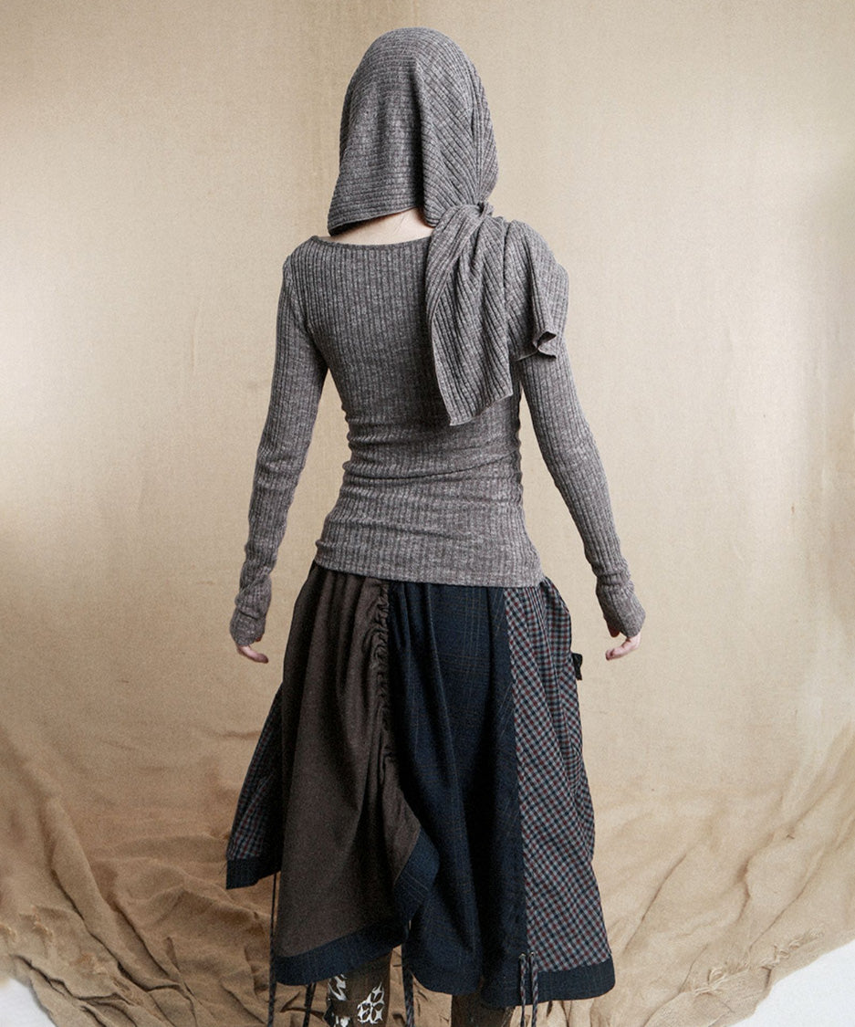 Hooded Rib Drape Top