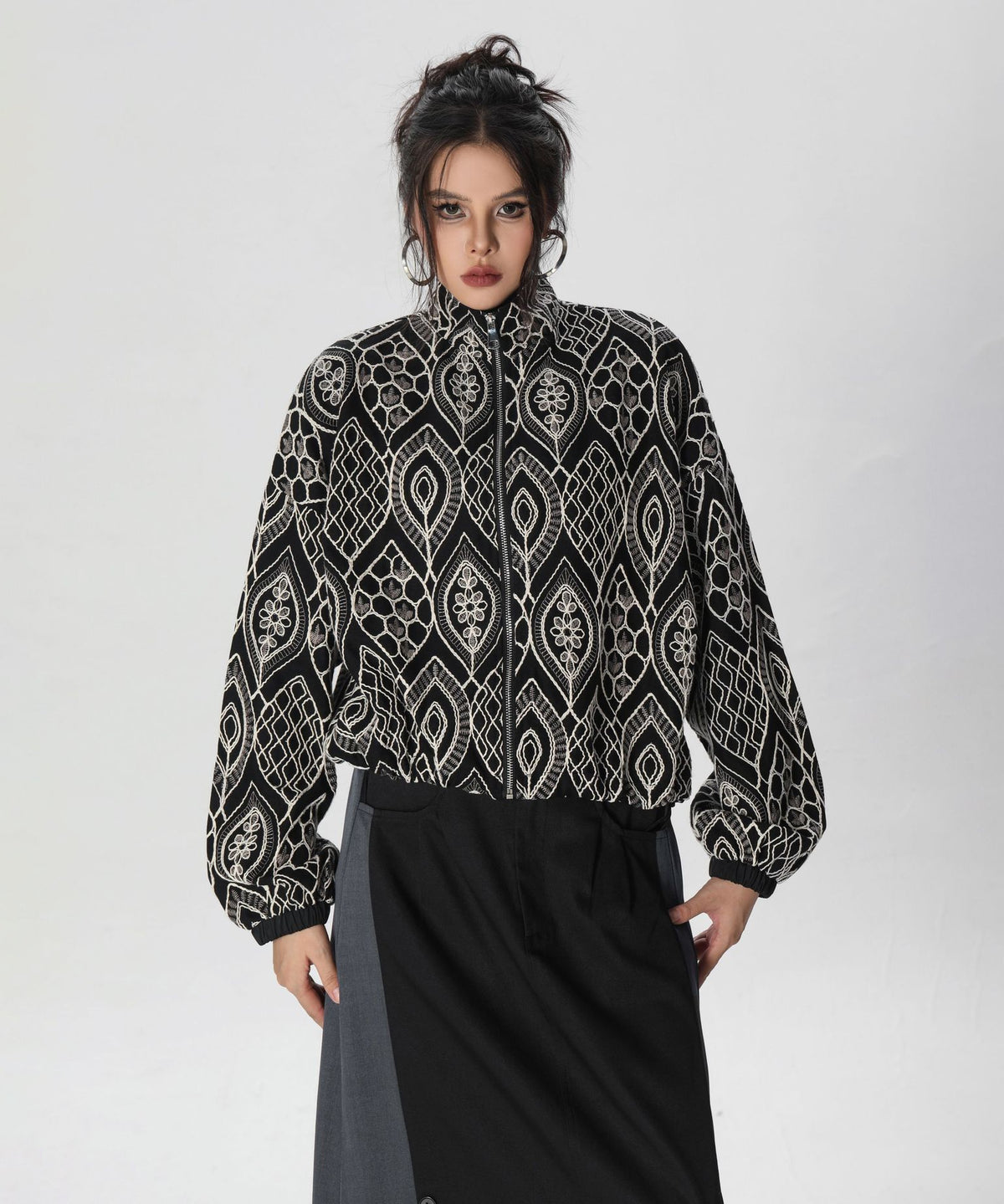 Ornate Pattern Zip Jacket