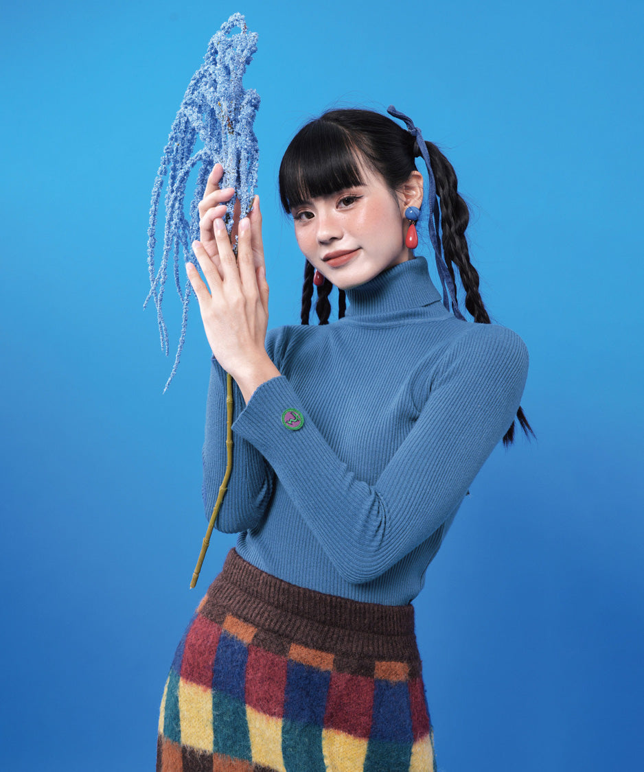 Rib Turtleneck Knit Top
