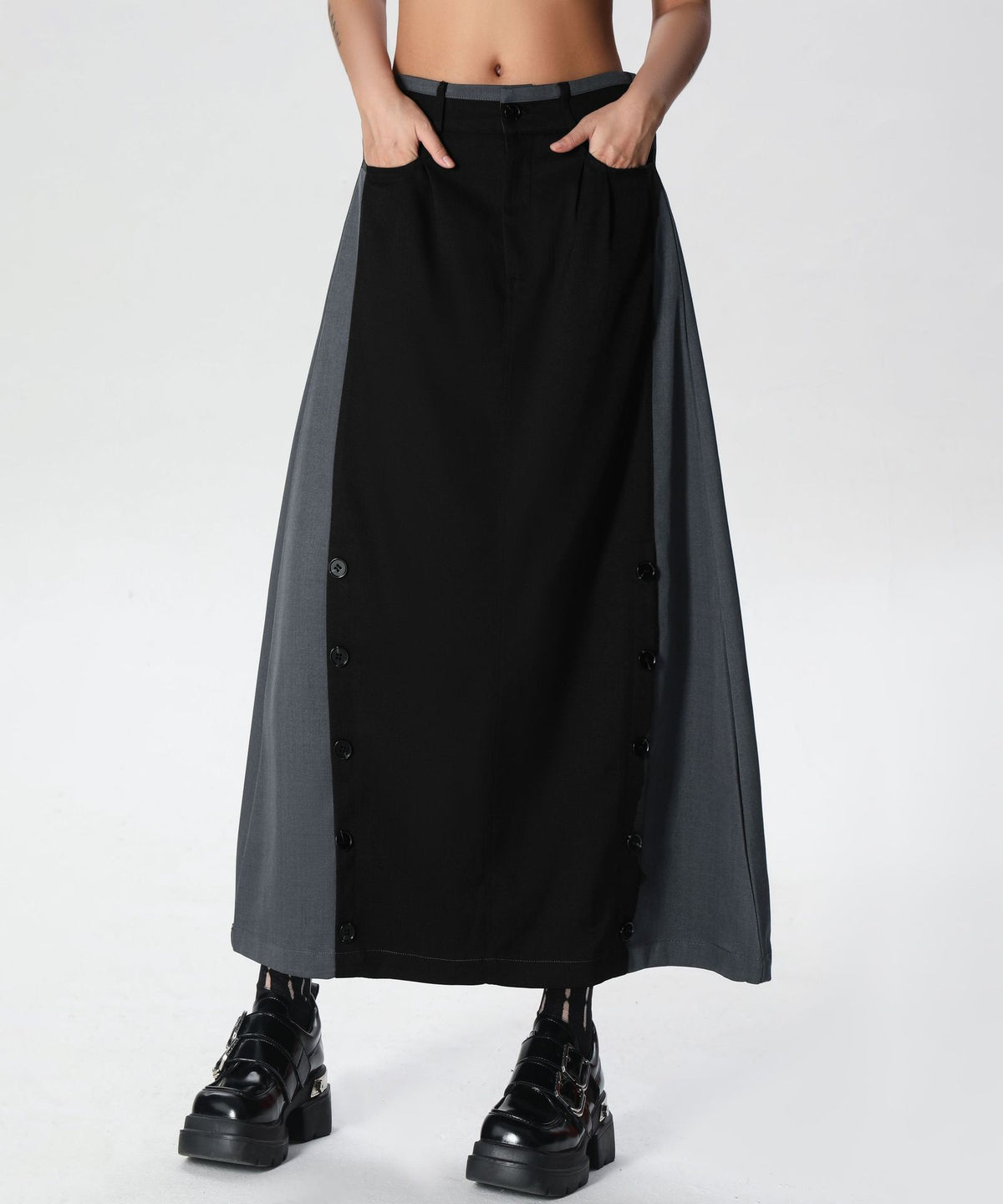 Dual Panel Buttoned Skirt